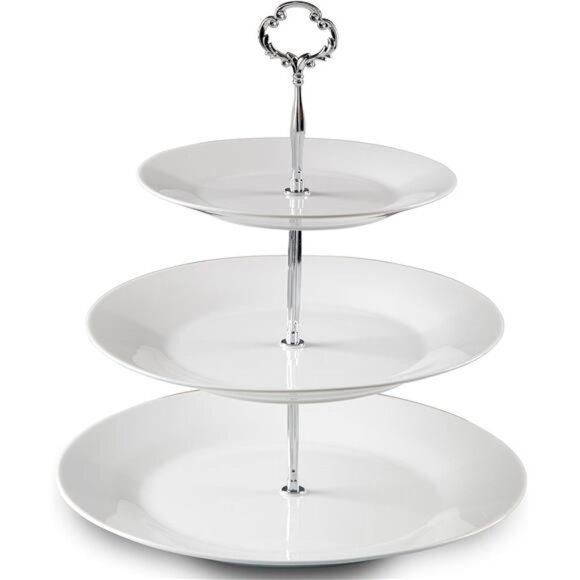 3Tiered Serving Stand-Silver Serving Tray for Parties-Round Platter for Cupcakes - Picture 1 of 7